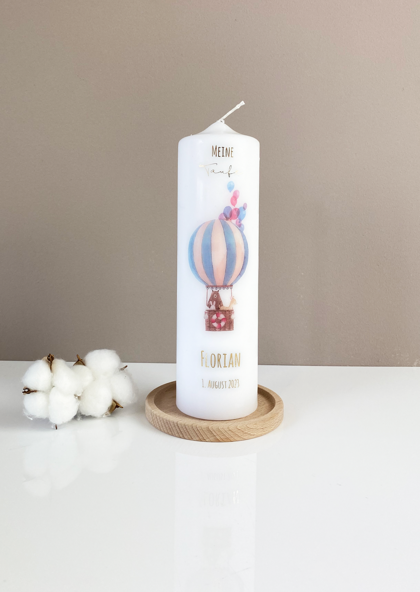 Taufkerze - Aquarell Ballon