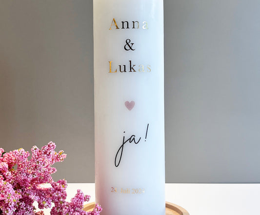Hochzeitskerze - ja mit Herz -