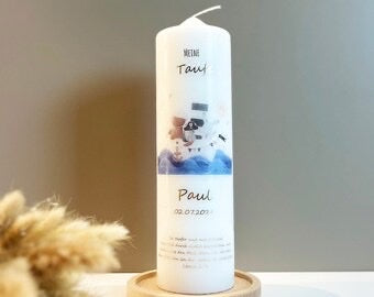 Taufkerze kleiner Bär auf großer Fahrt