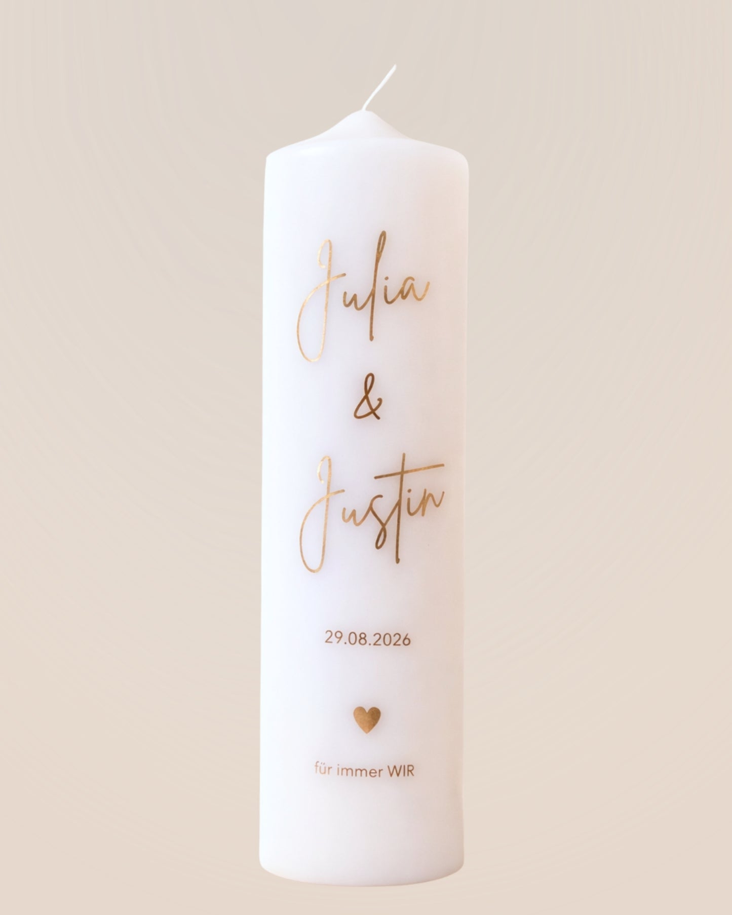 Hochzeitskerze personalisiert mit Namen & Datum – Traukerze & Geschenk