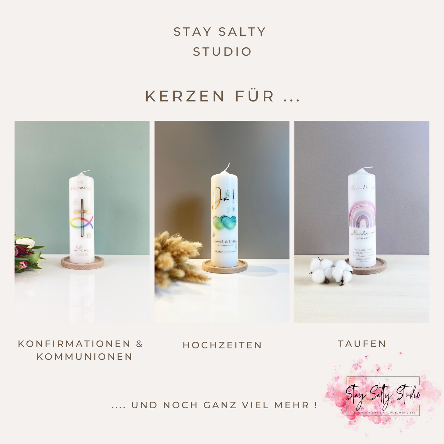 Hochzeitskerze "Hand in Hand ein Leben lang"
