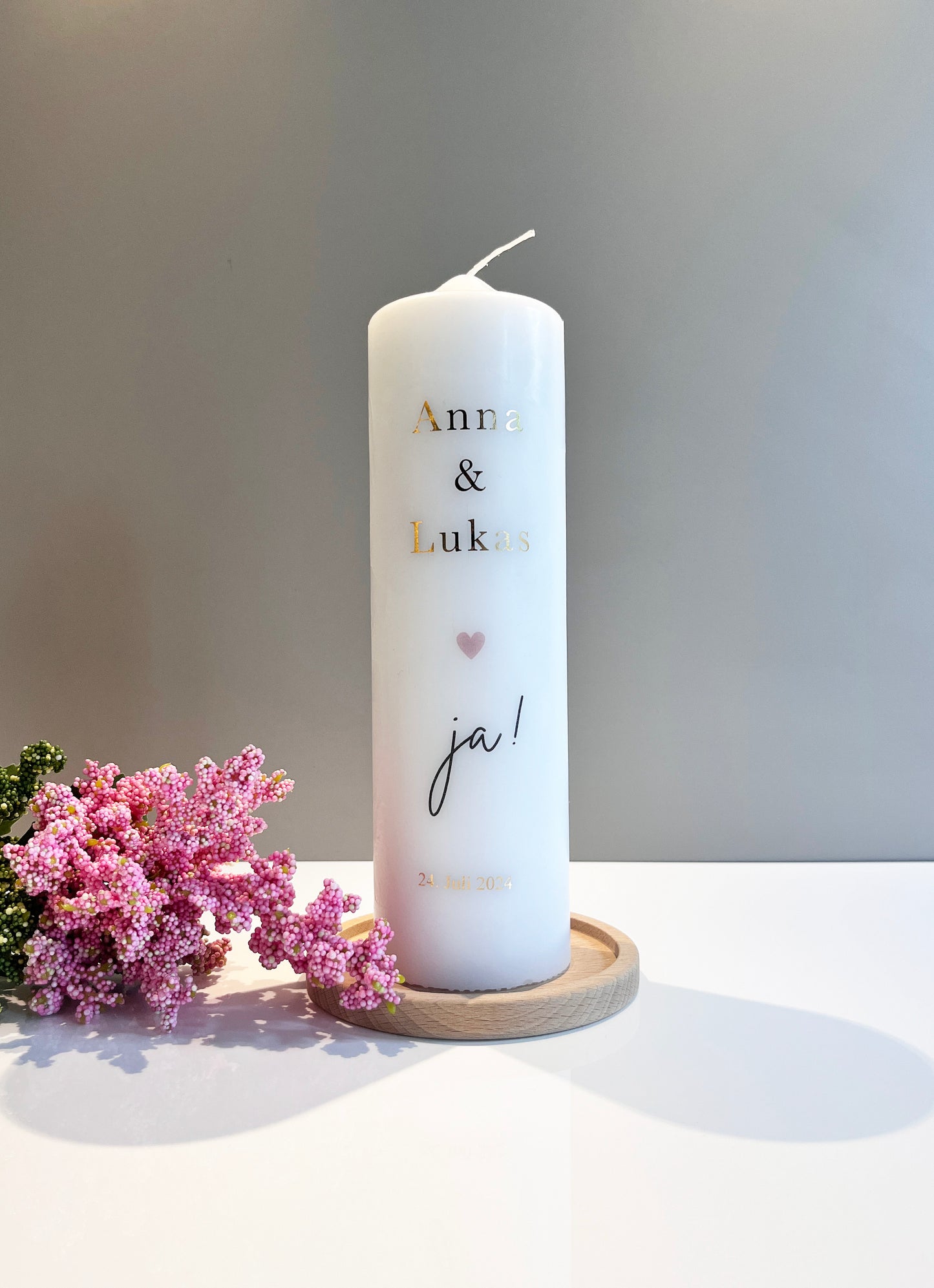 Hochzeitskerze - ja mit Herz -