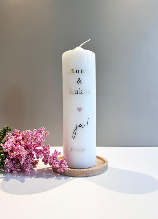 Hochzeitskerze - ja mit Herz -