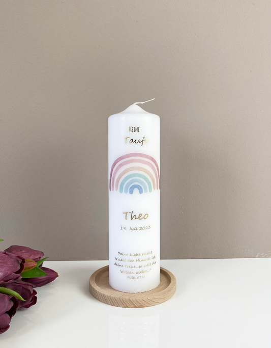 Taufkerze - bunter Regenbogen
